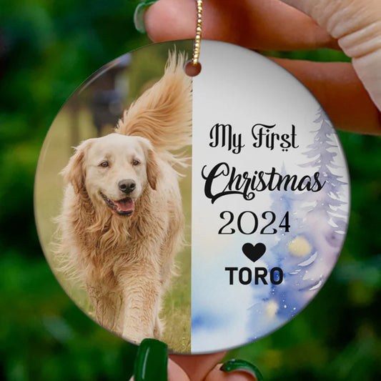 Personalized My First Christmas 2024 Dog Lover Pet Memorial Ornaments