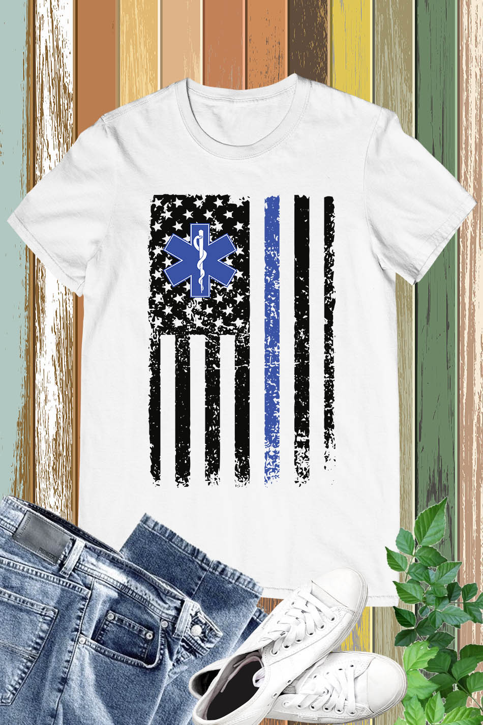 Emergency Medical Technicians Flag T Shirts