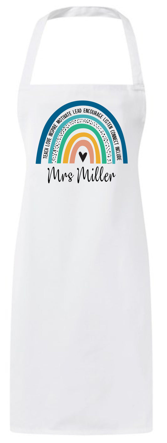 Personalized Motivational Custom Teacher Appreciation Thank You Rainbow Apron