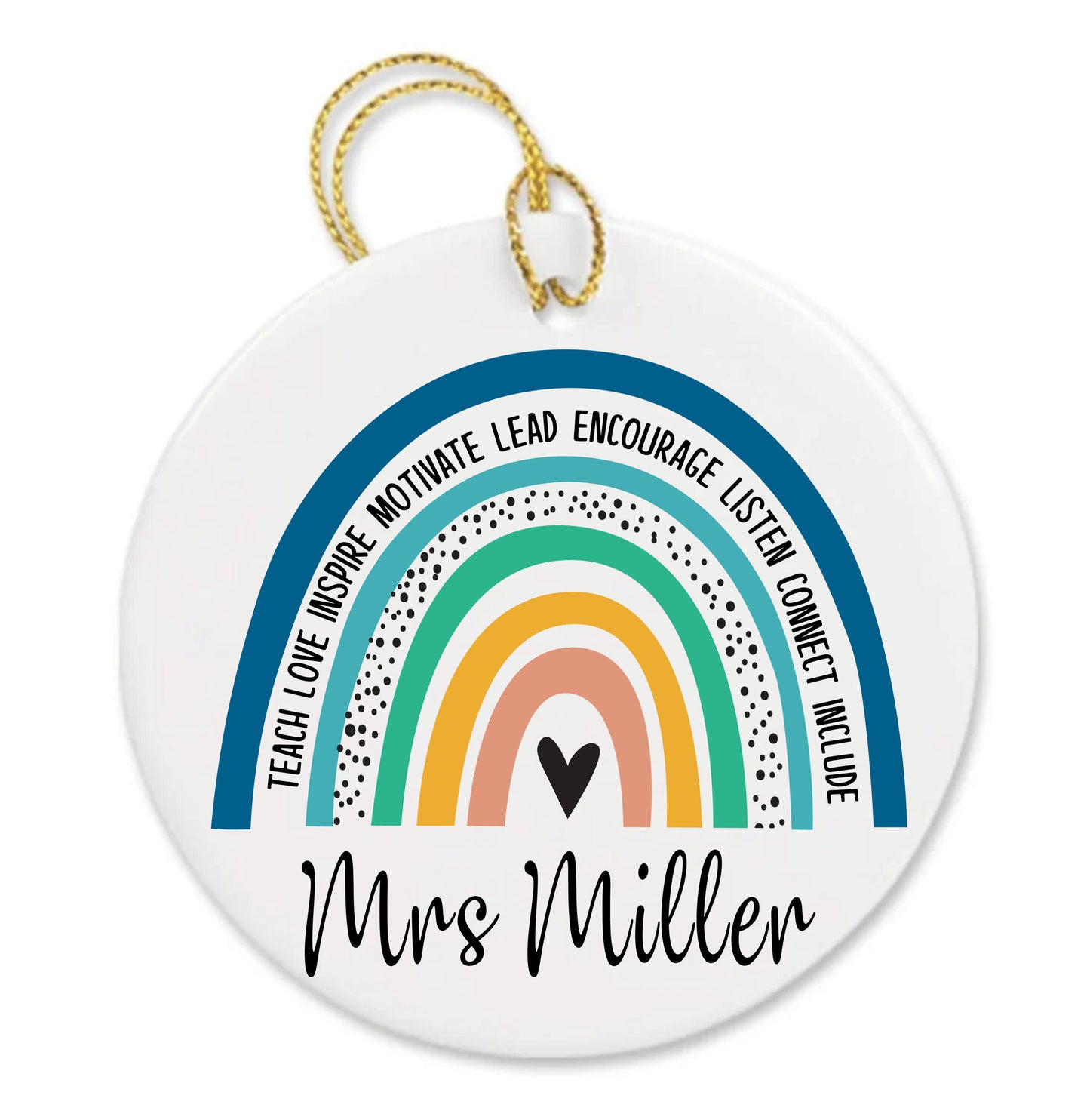 Personalized Motivational Custom Teacher Appreciation Thank You Rainbow Ornament