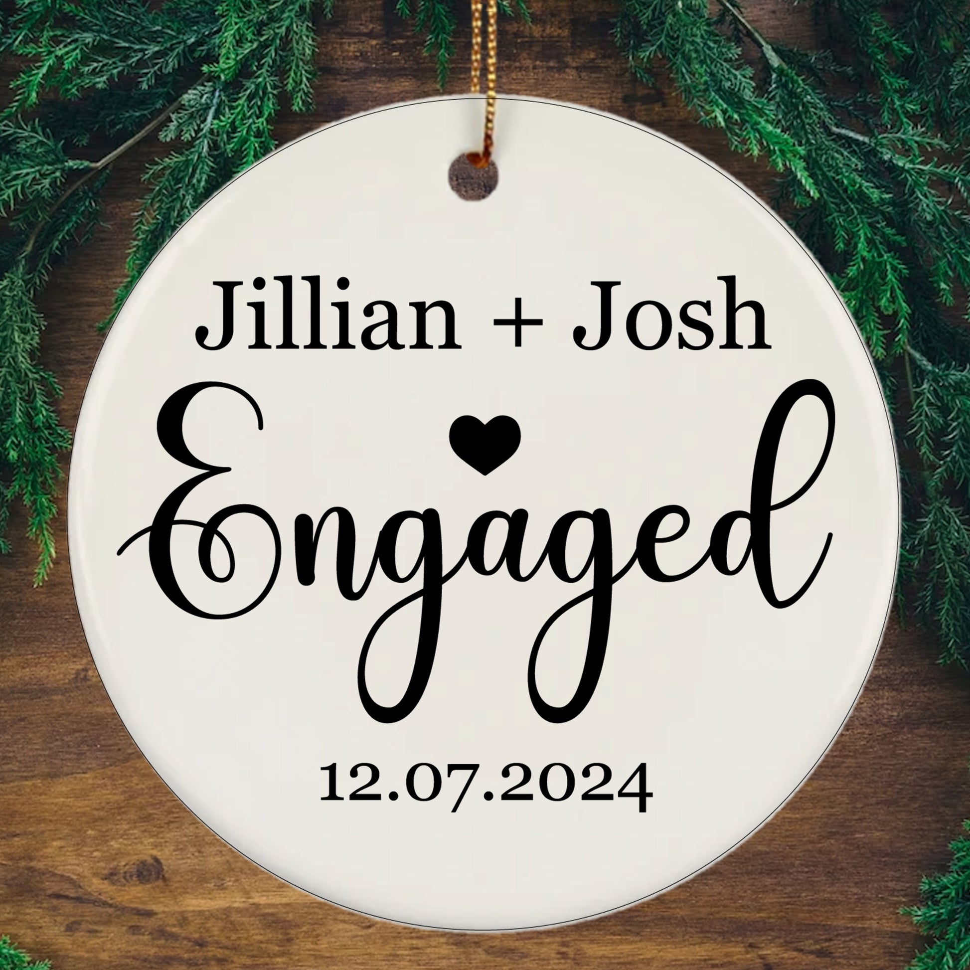 Engaged Christmas Ornament - Personalized First Christmas Keepsake