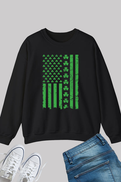 St. Patrick's Day Irish American Flag Vintage Sweatshirt