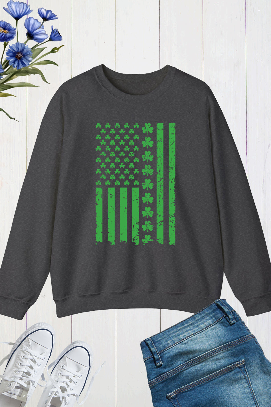 St. Patrick's Day Irish American Flag Vintage Sweatshirt