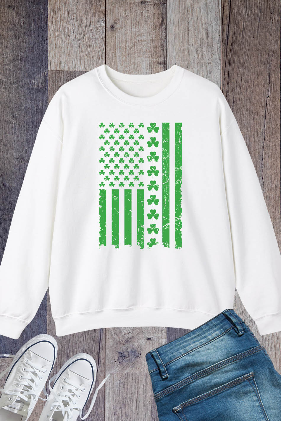 St. Patrick's Day Irish American Flag Vintage Sweatshirt