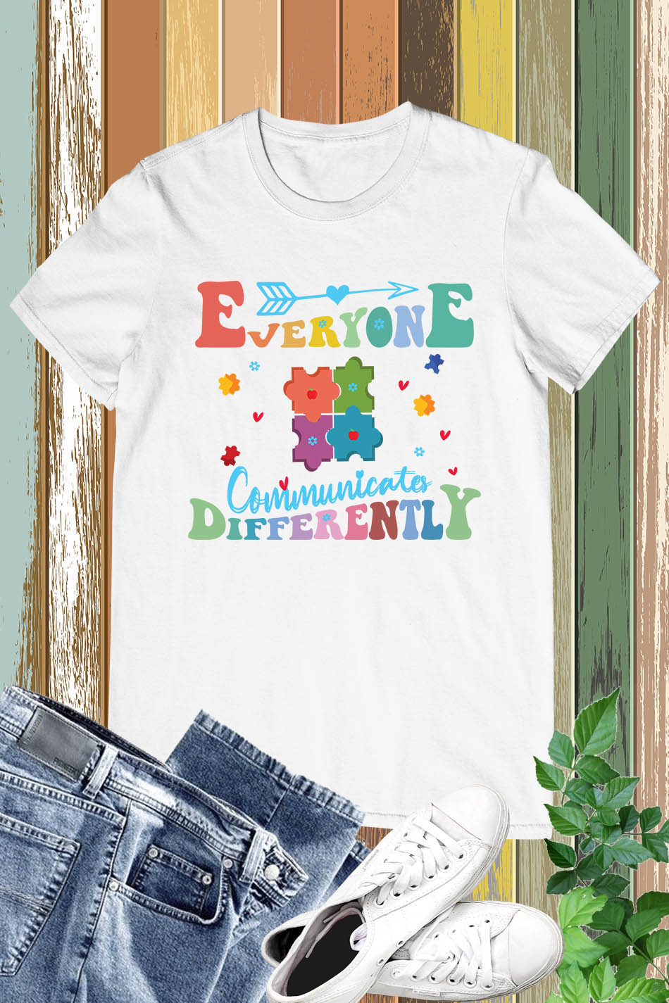 Everyone  communicates Differently Teacher Autism Shirts