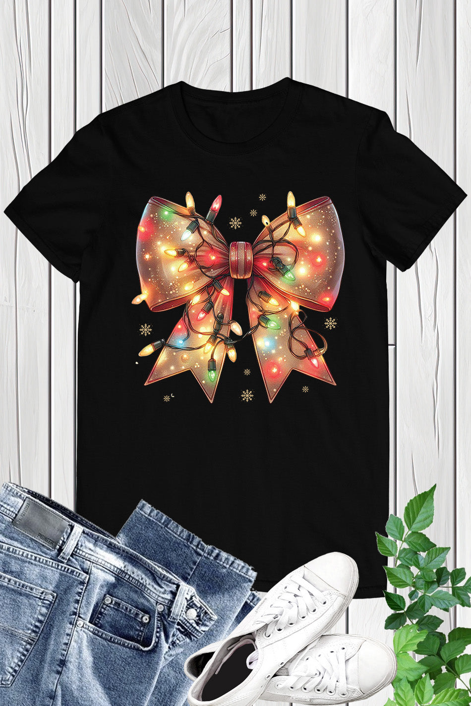 Christmas Light Coquette Bow Shirt