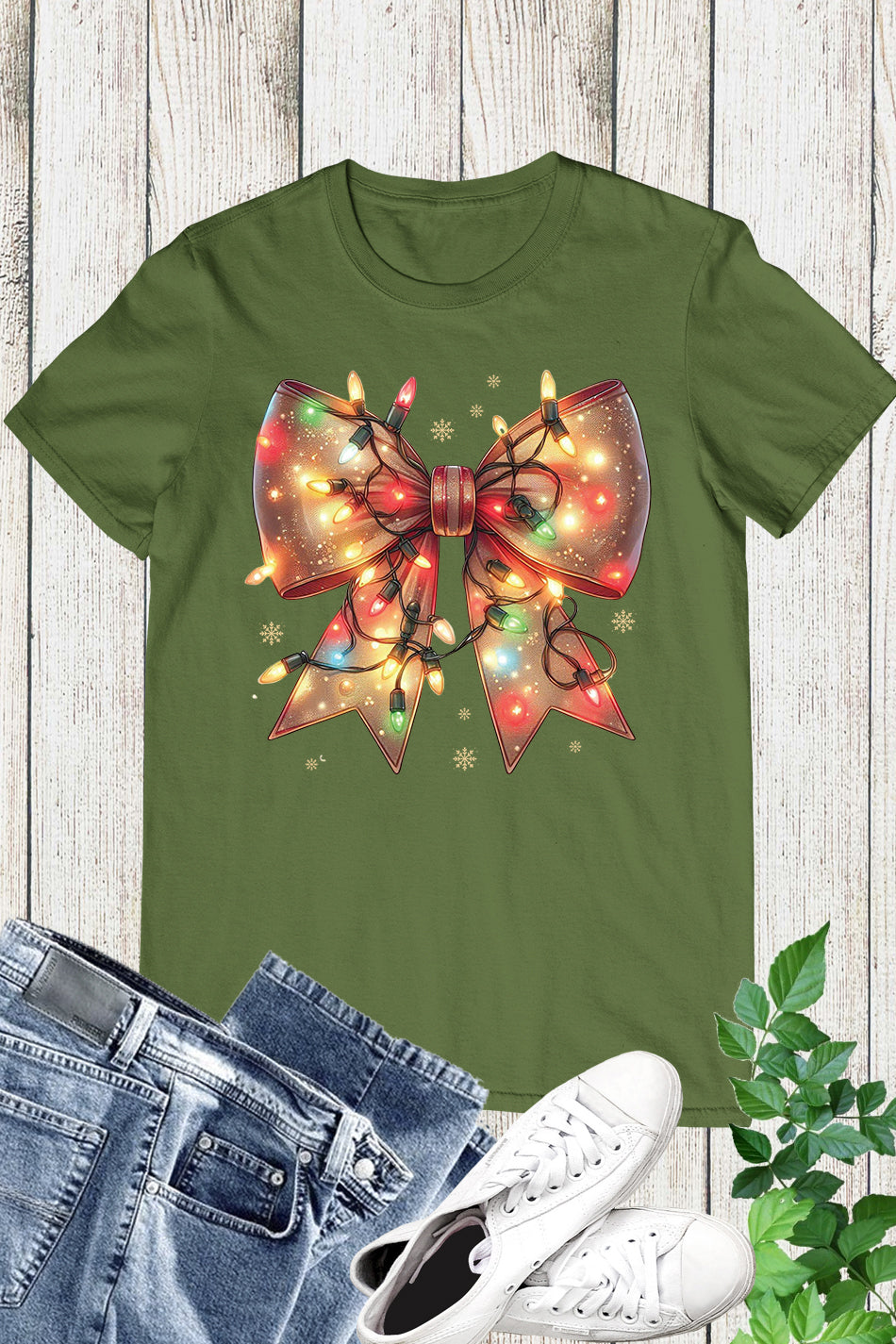 Christmas Light Coquette Bow Shirt