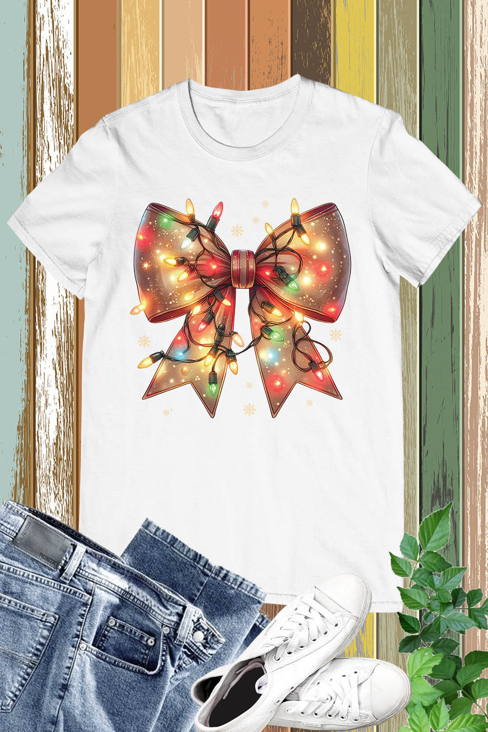 Christmas Light Coquette Bow Shirt