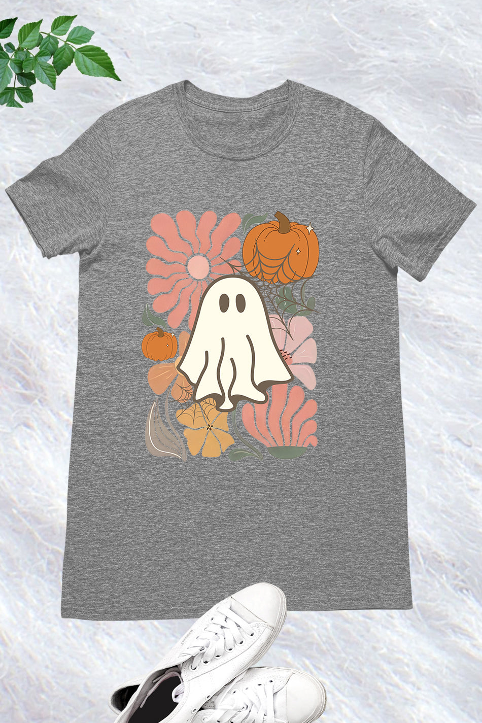 Boho Floral Fall Pink Ghost Shirt