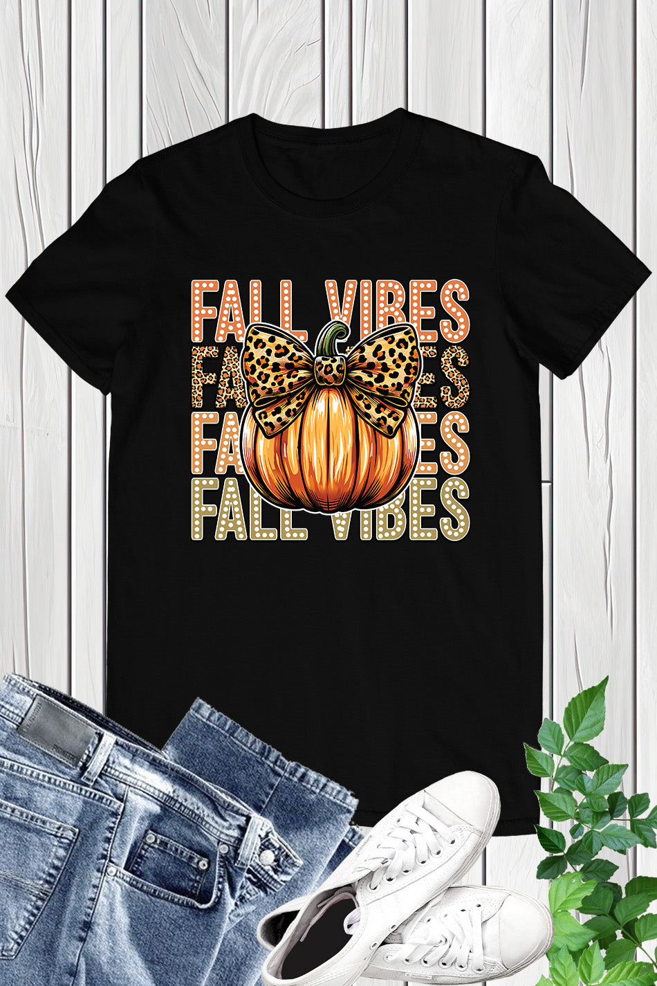 Retro Fall Vibes Pumpkin Bow Shirt