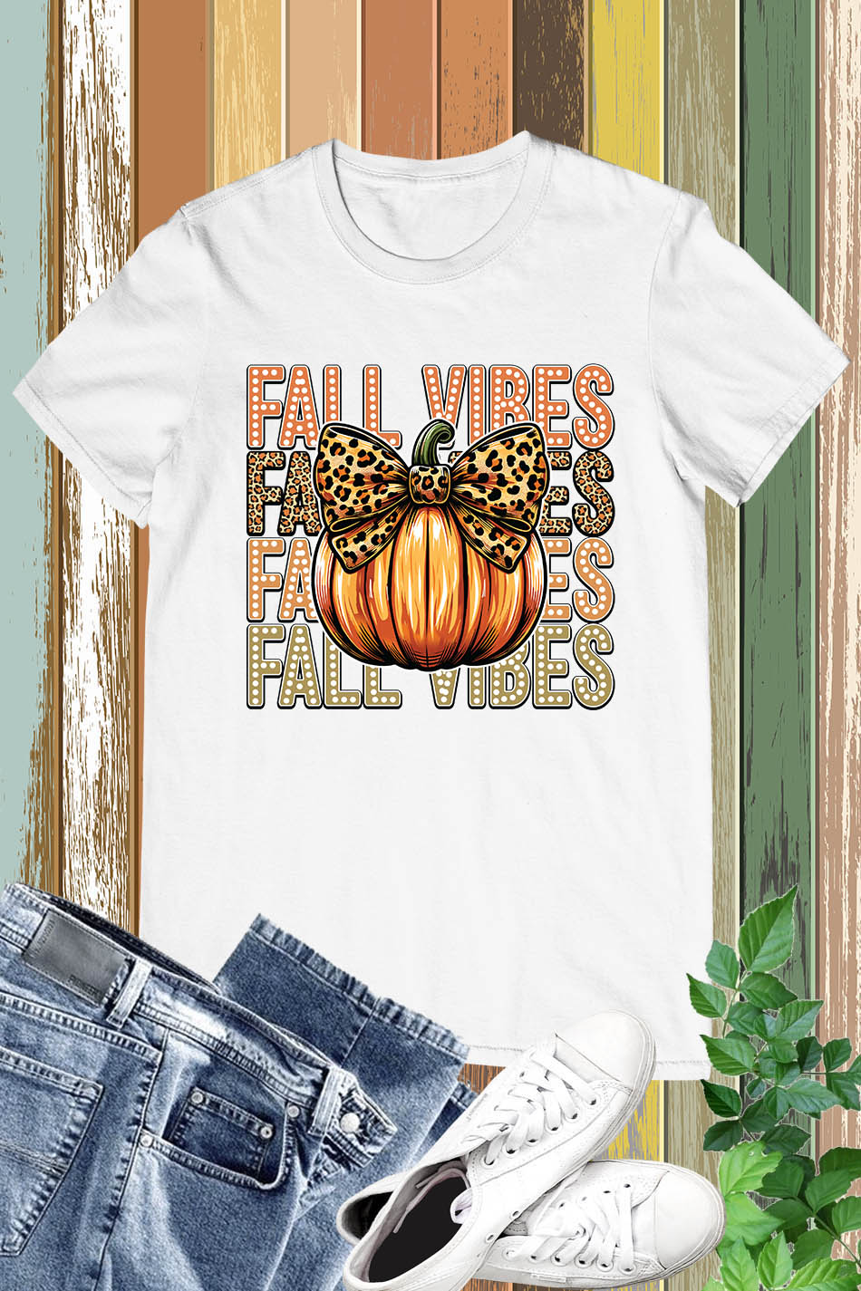 Retro Fall Vibes Pumpkin Bow Shirt