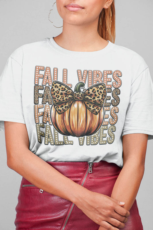 Retro Fall Vibes Pumpkin Bow Shirt