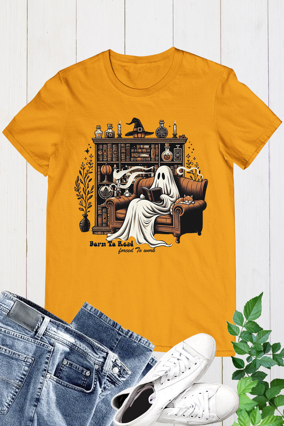 Born to Read forced to Work Ghost T Shirt