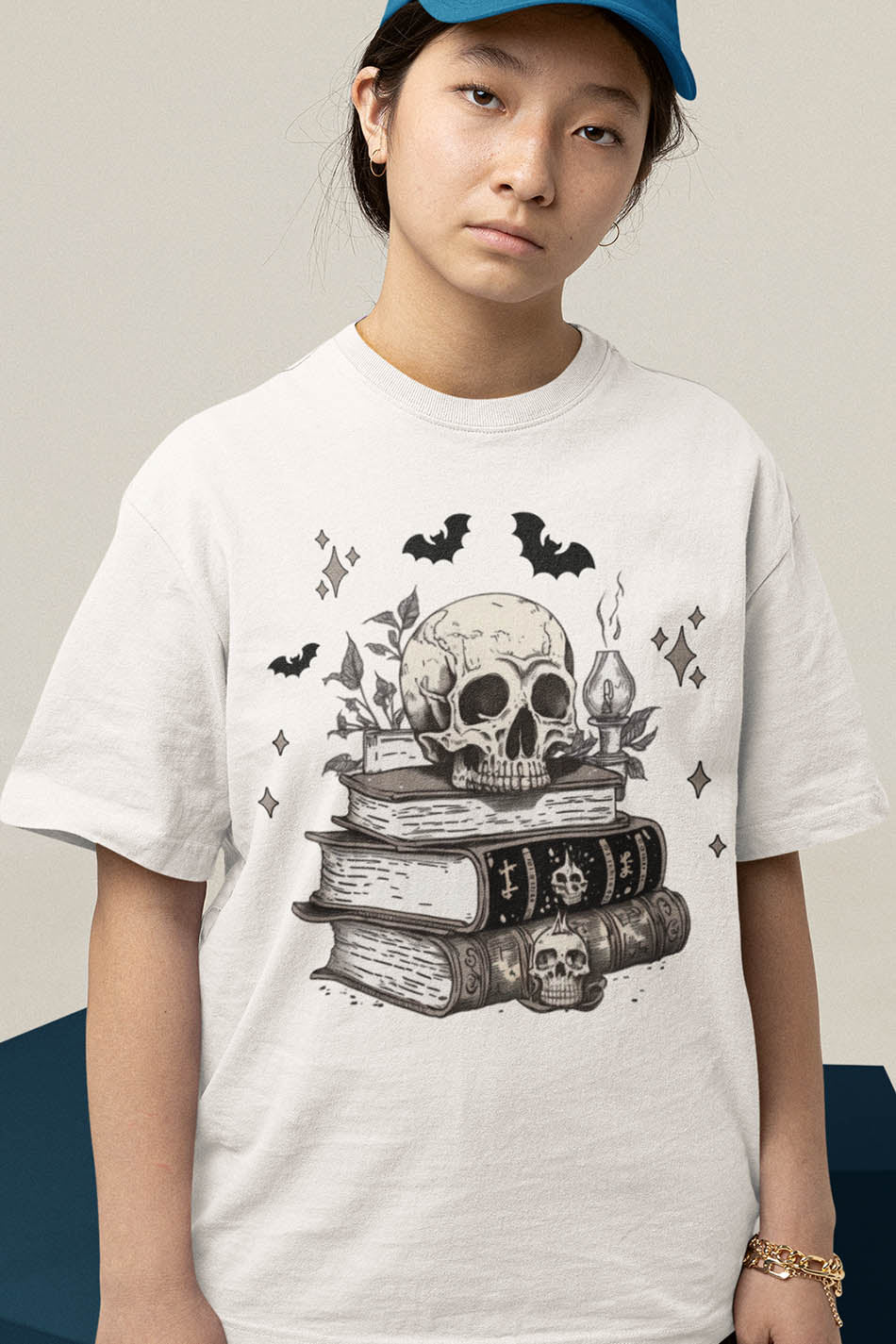 Spooky Spell Books Skull Halloween Shirt