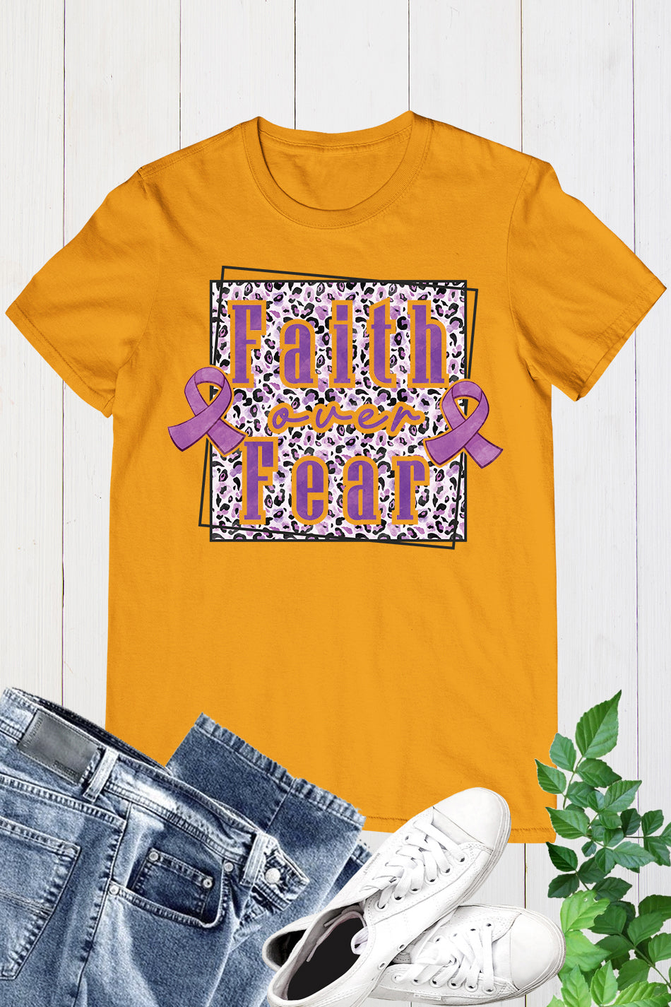 Faith Over Fear Purple Ribbon Shirt