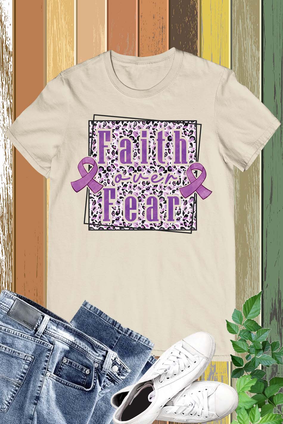 Faith Over Fear Purple Ribbon Shirt