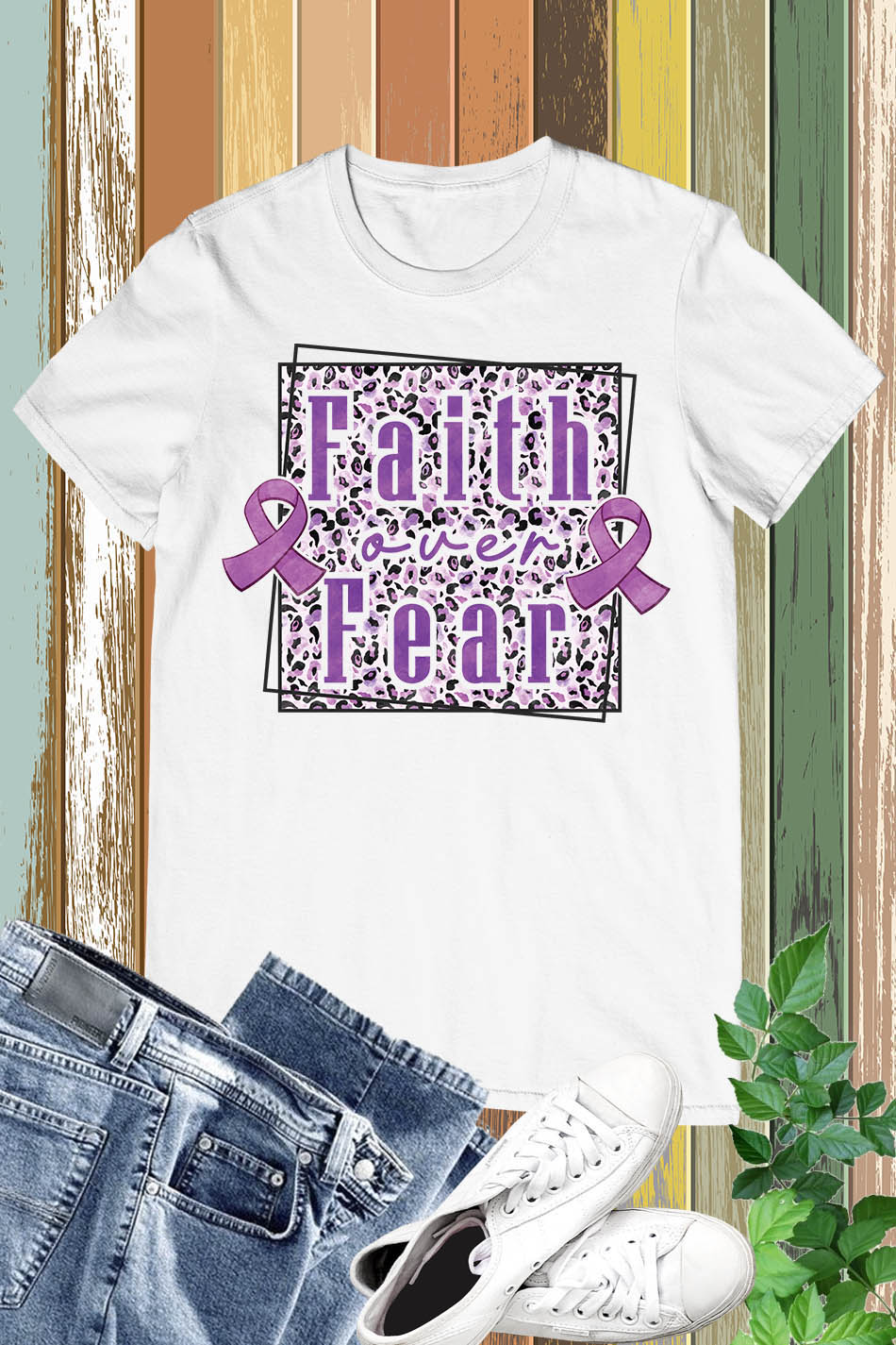 Faith Over Fear Purple Ribbon Shirt