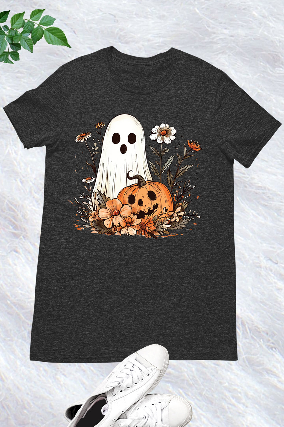 Ghost Pumpkin Fall Floral Halloween Shirt