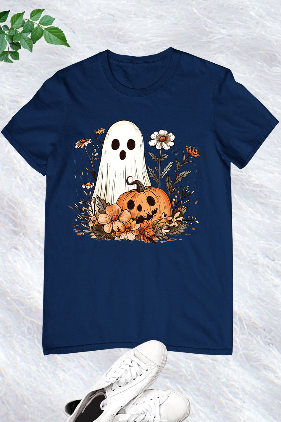 Ghost Pumpkin Fall Floral Halloween Shirt