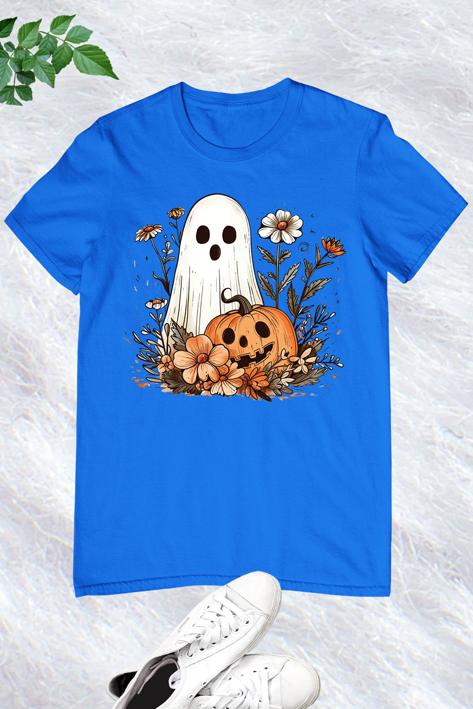 Ghost Pumpkin Fall Floral Halloween Shirt