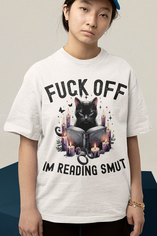 Black Cat Reading Book Fuck off Shirt