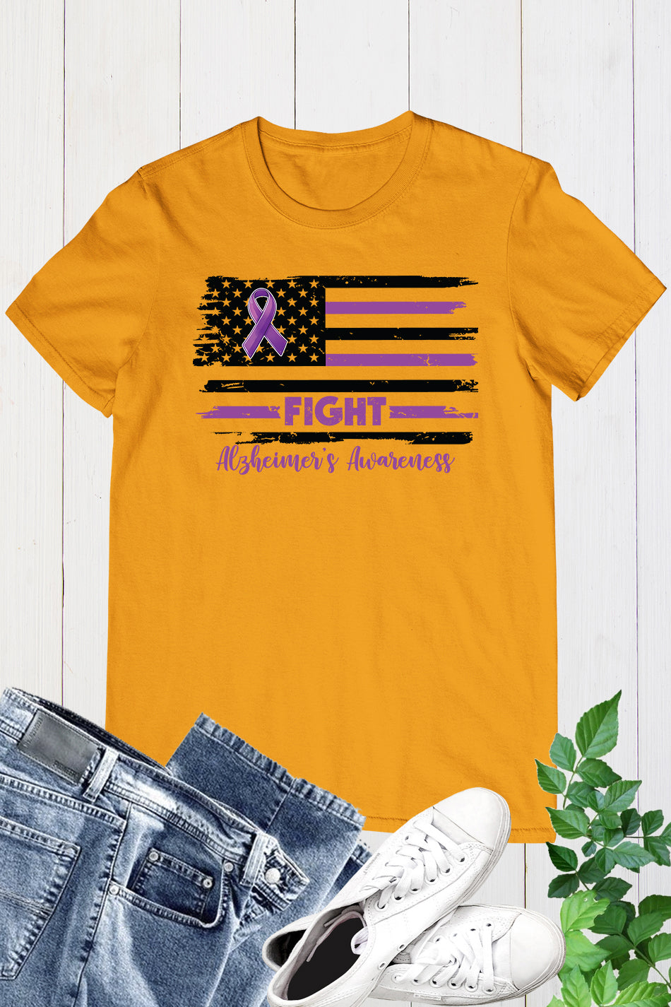 Fight Alzheimer USA Flag T Shirts