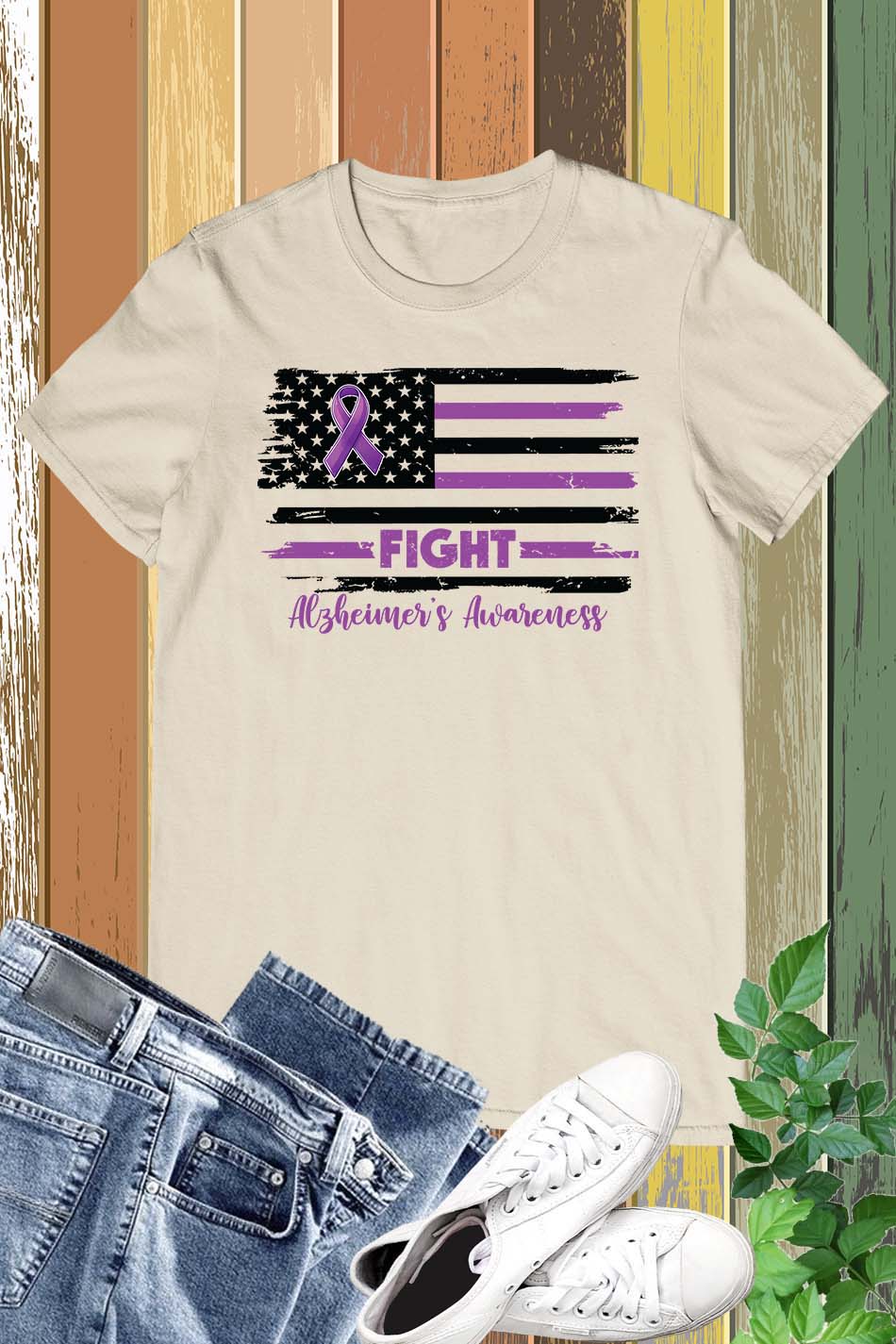 Fight Alzheimer USA Flag T Shirts