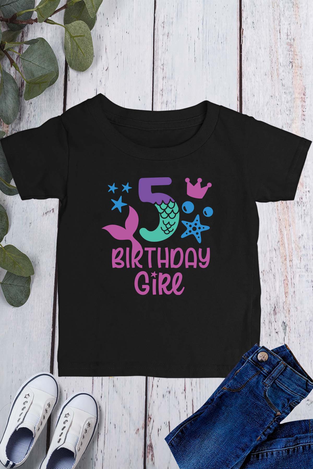 5th Birthday Girl  Mermaid T Shirts