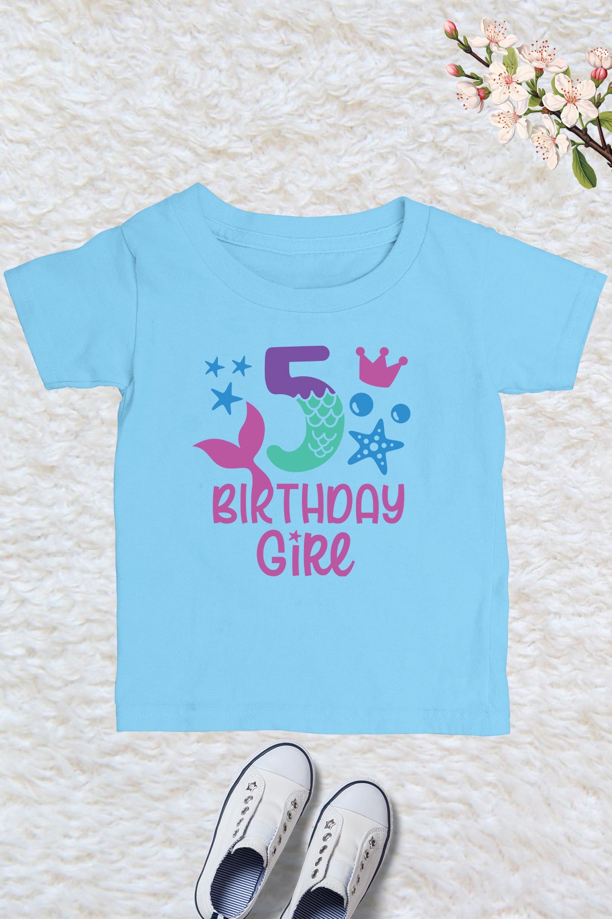 5th Birthday Girl  Mermaid T Shirts