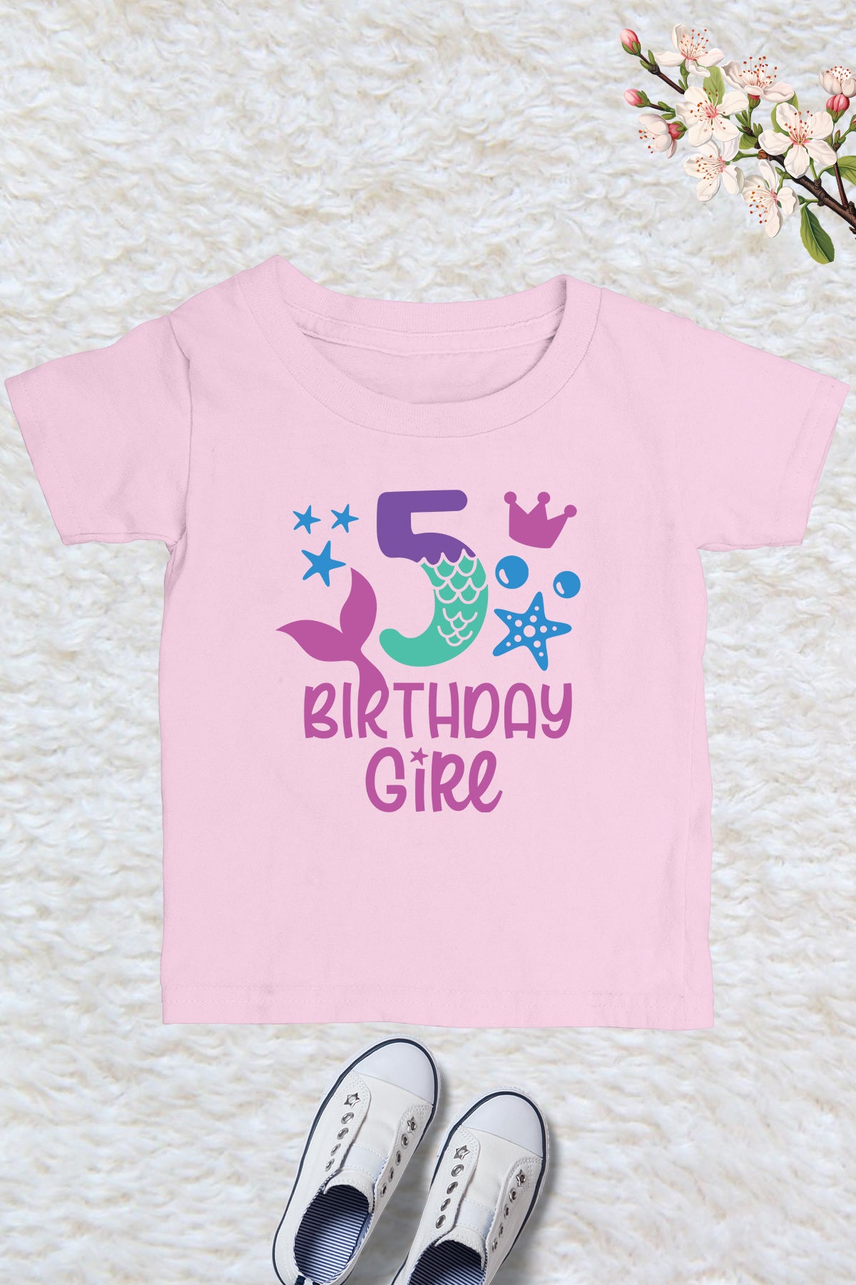 5th Birthday Girl  Mermaid T Shirts