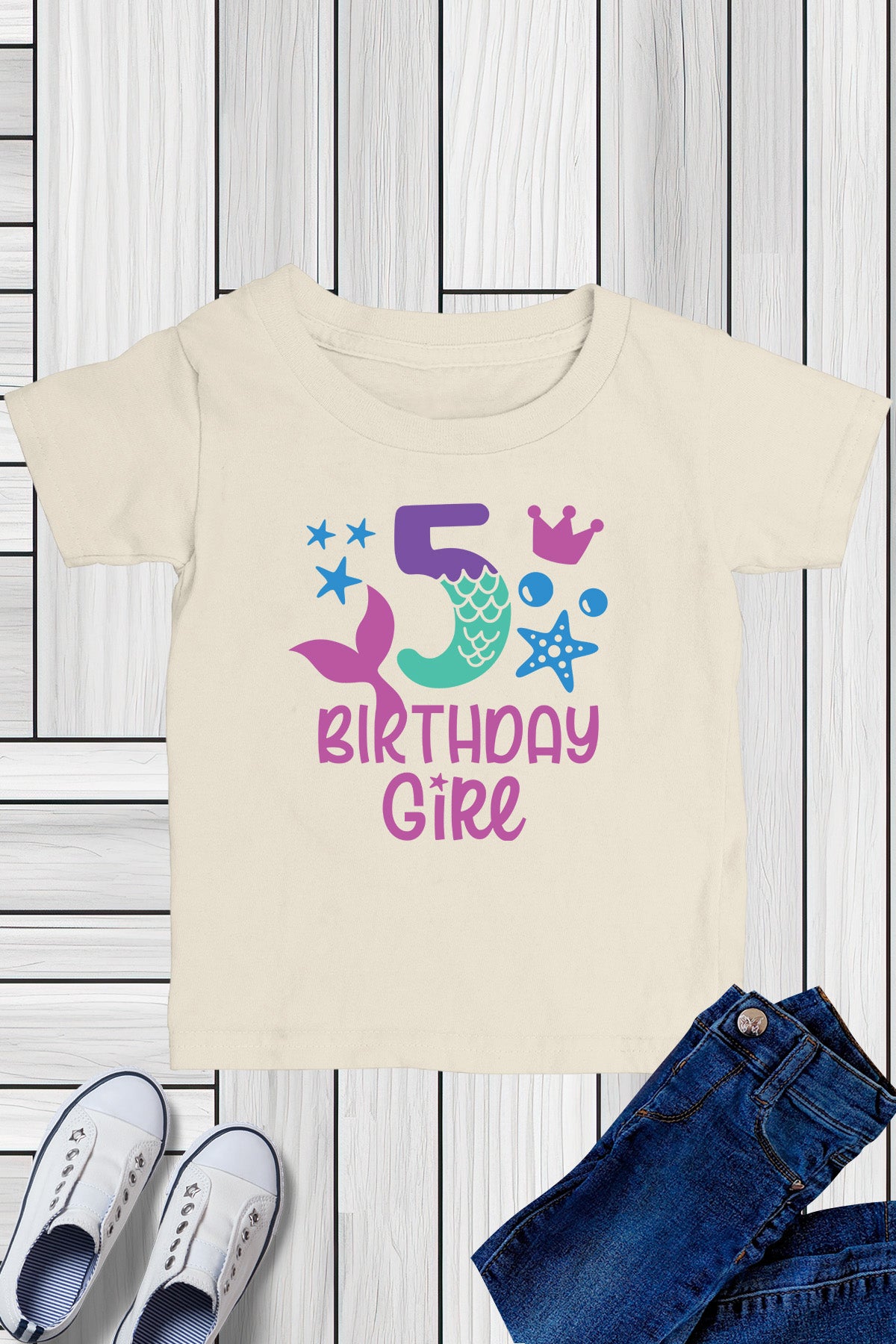 5th Birthday Girl  Mermaid T Shirts