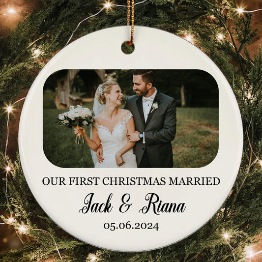 Married Photo First Christmas Ornament