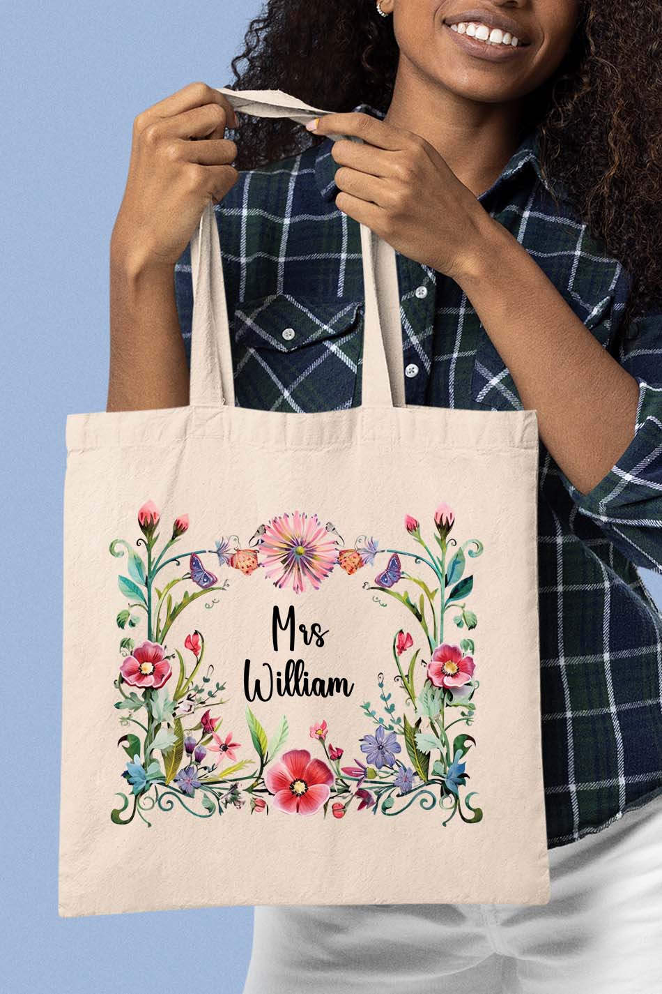 Custom Teacher Tote Bag with flower wreath