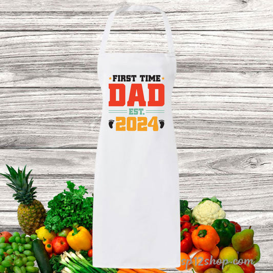 Funny Dad EST 2024 Comfort Colors Reveal Custom Cute Fathers Day Apron