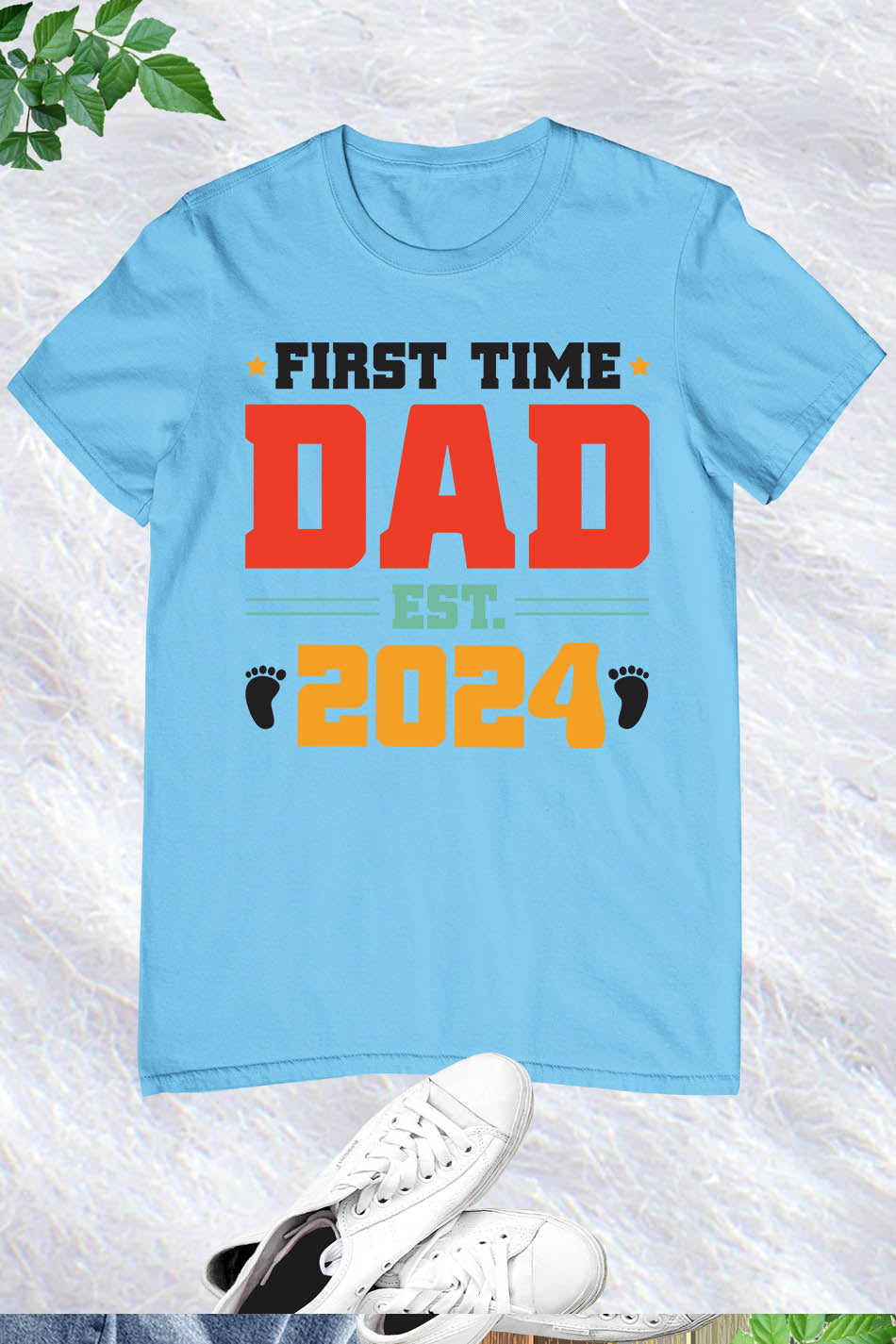 Dad EST 2024 Reveal Custom Short Sleeve Fathers Day T-Shirt Gift