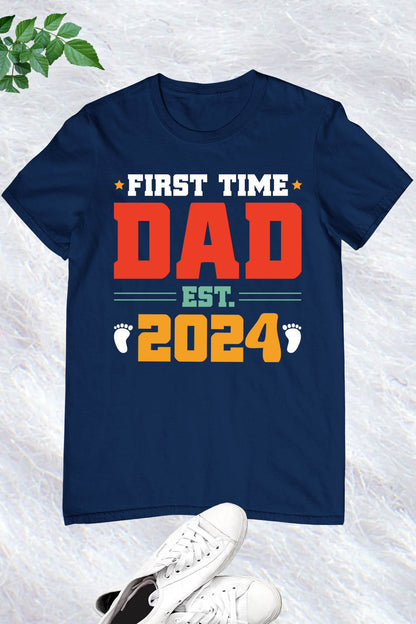 Dad EST 2024 Reveal Custom Short Sleeve Fathers Day T-Shirt Gift