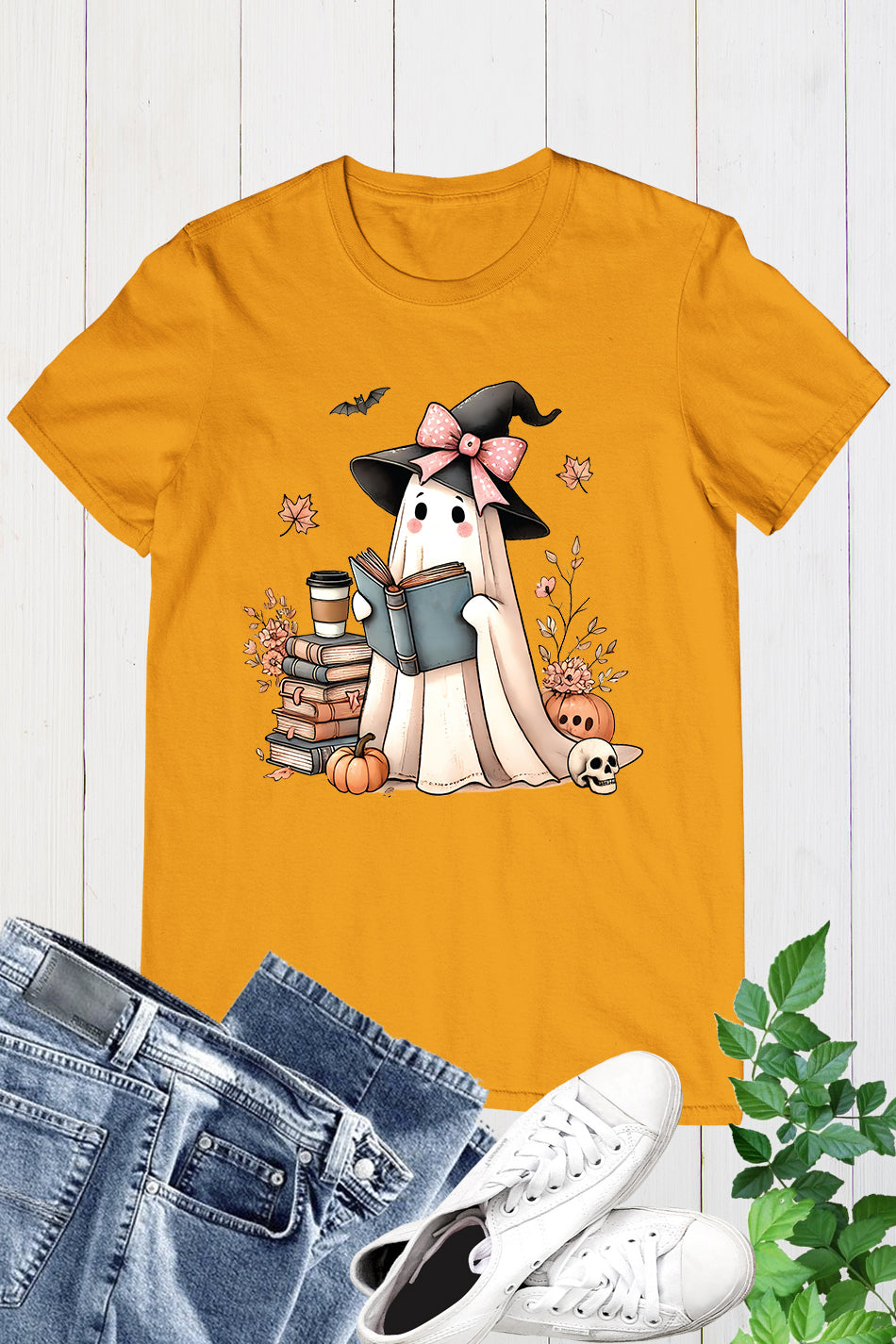 Halloween Fall Cute Ghost Read Book Shirt