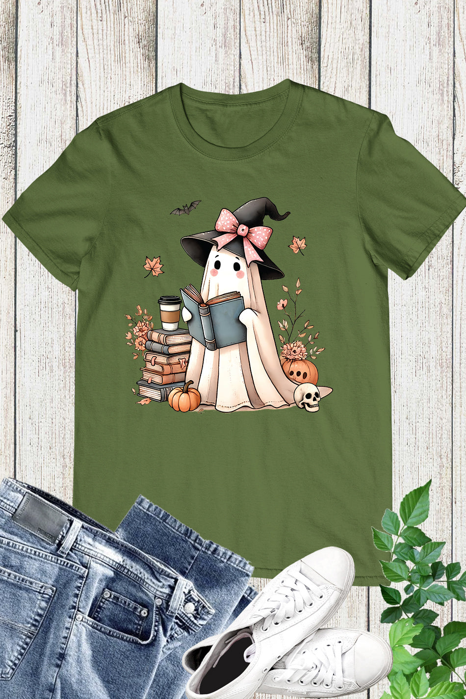 Halloween Fall Cute Ghost Read Book Shirt