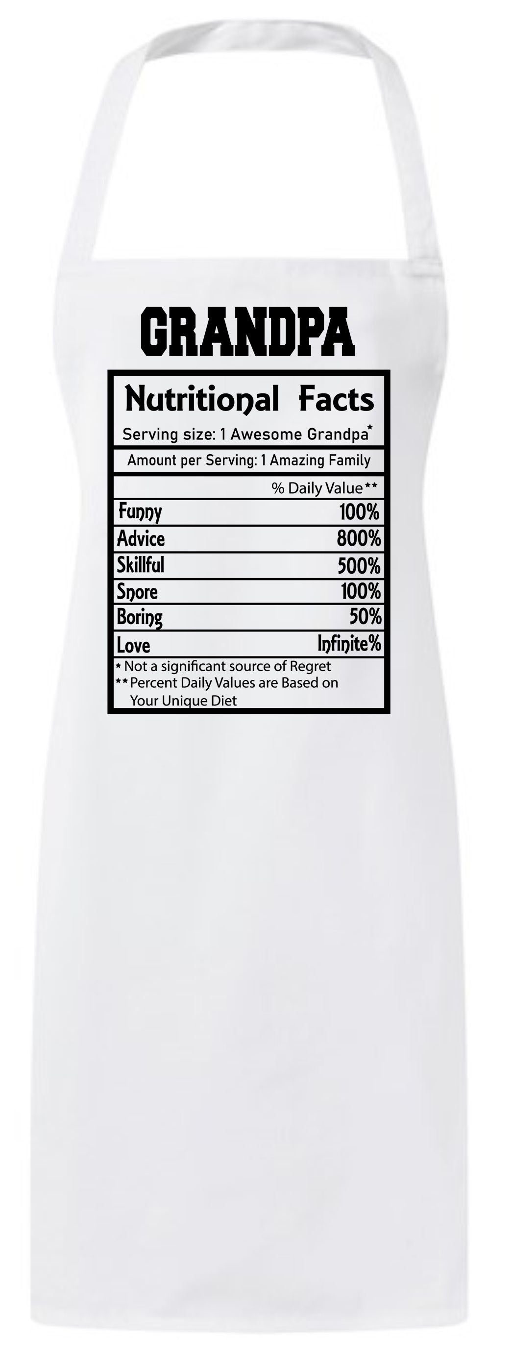 Grandpa Nutrition Facts Grandfather Unique Custom Father's Day Apron