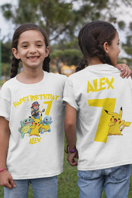 Pokemon Birthday Boy Cartoon Custom Name and Number T Shirt