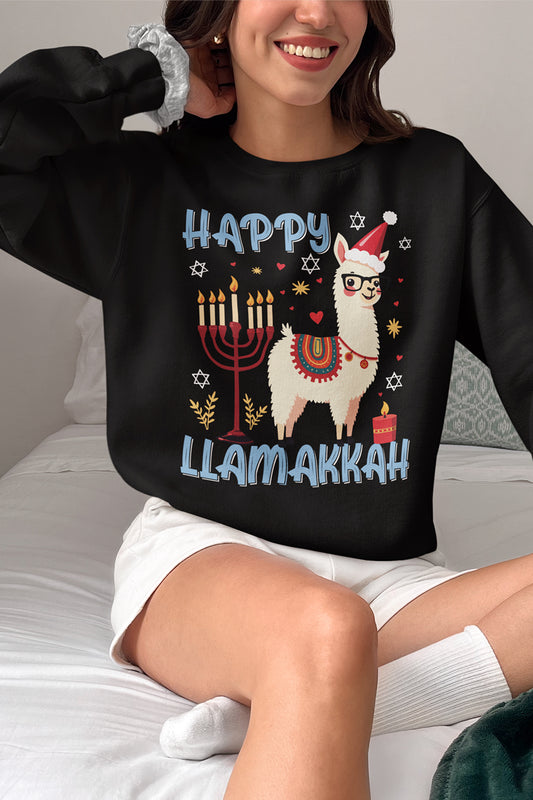 Happy Llamakkah Llama Ugly Hanukkah Sweatshirt