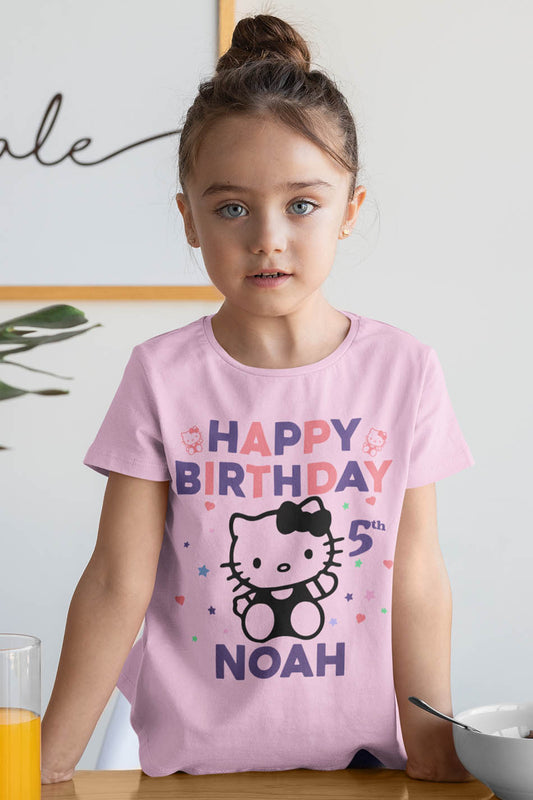 Kawaii Kitty Custom Birthday Girl Shirt