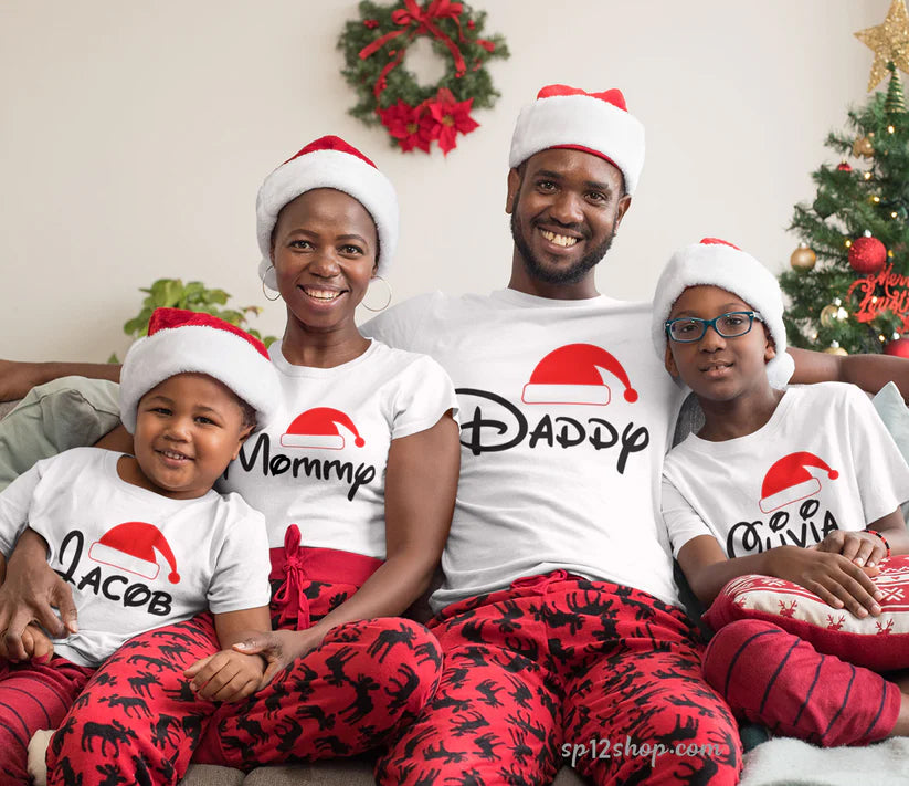 Christmas Family Santa Cap T Shirts