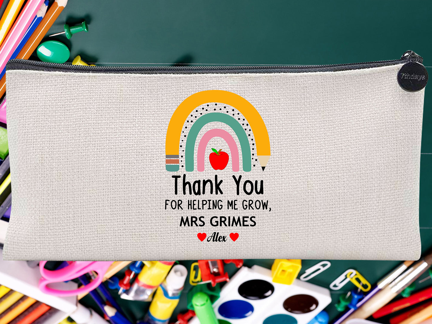 Teacher Appreciation Custom Text Thank You Pouch Bag Pencil Case