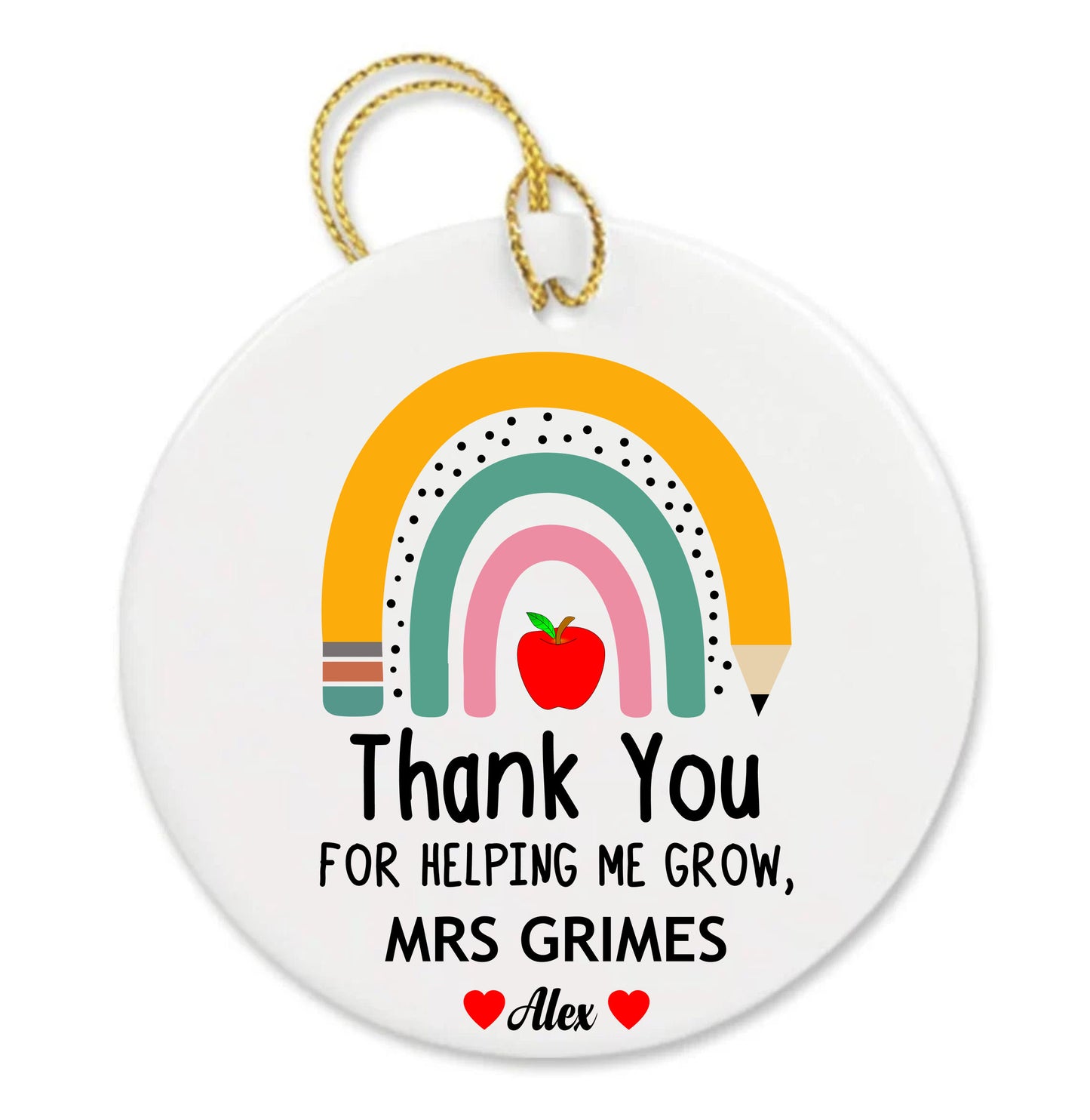 Personalized Teacher Appreciation Custom Text Thank You Ornament