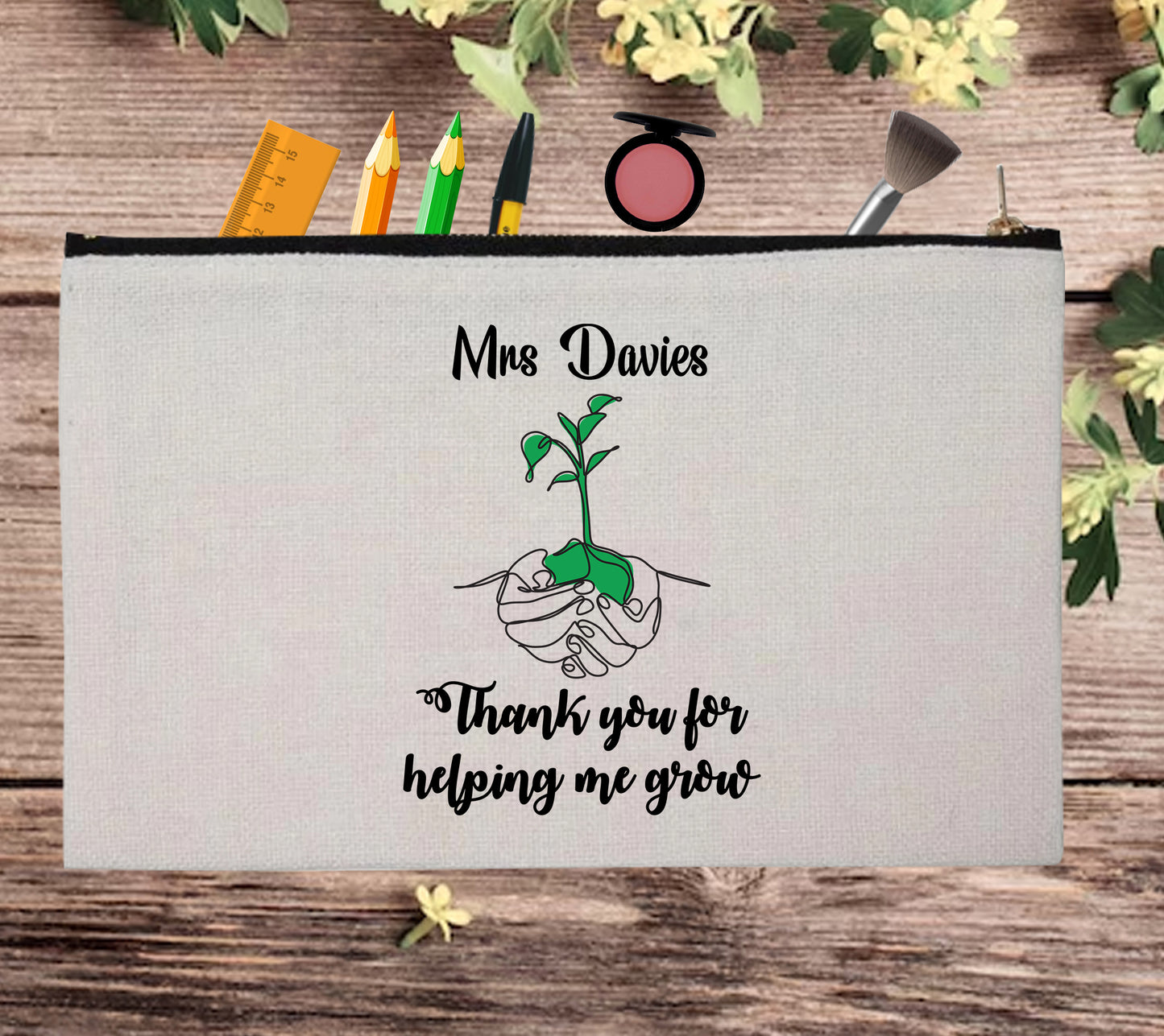 Printable Teacher Application Custom Thank You Pouch Bag Pencil Case