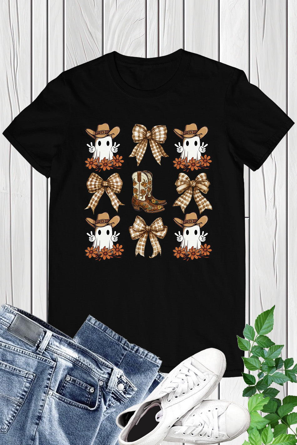 Halloween Coquette Bow Cowboy Ghost Shirt