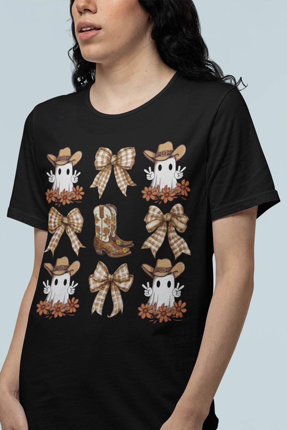 Halloween Coquette Bow Cowboy Ghost Shirt