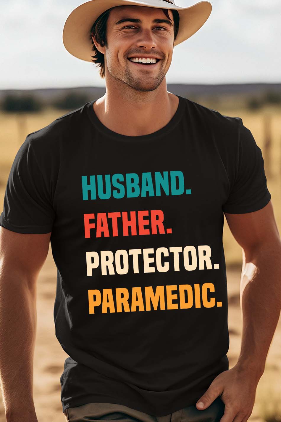 Husband Father Protector Paramedic T Shirt