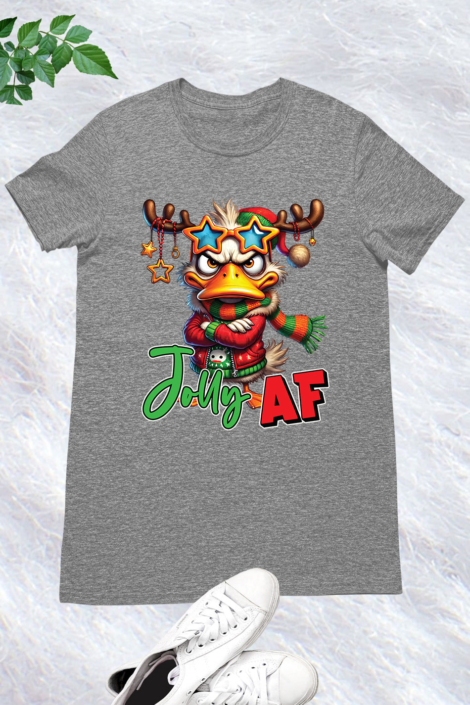 Sarcastic Grumpy Duck Jolly Af Christmas Shirt